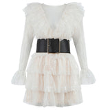 OLIVIA Ruffled Lace Mini Dress in colors