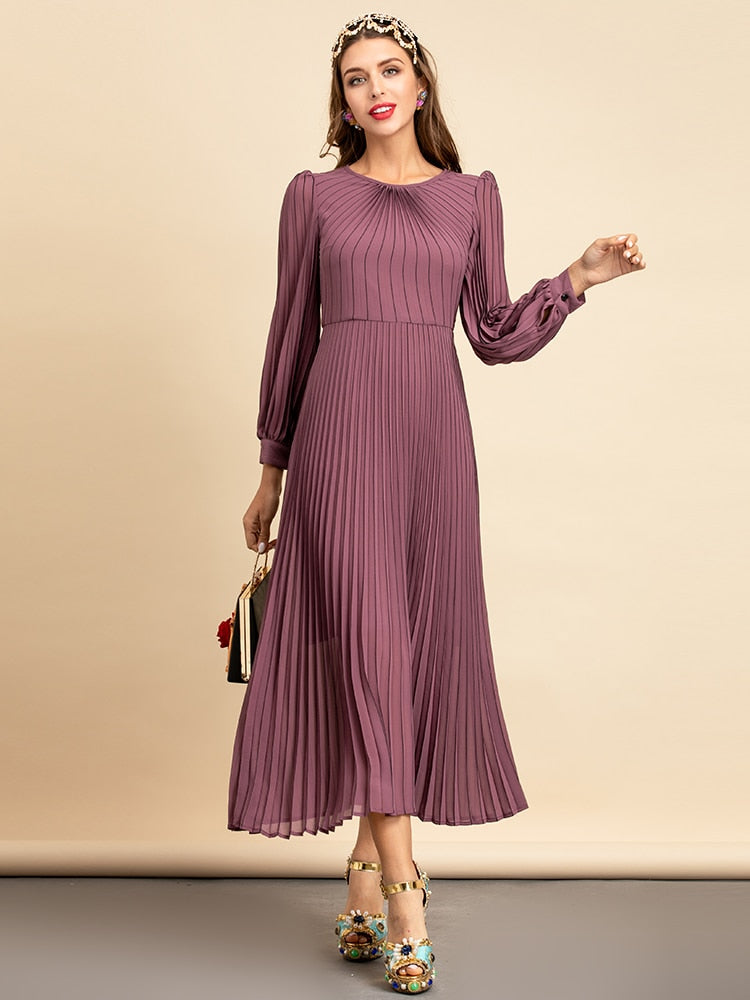 MARIA Pleated Maxi Dress in colors