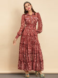 CARRIE Snakeskin Print Tiered Maxi Dress