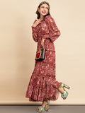 CARRIE Snakeskin Print Tiered Maxi Dress
