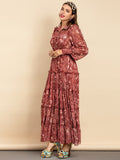 CARRIE Snakeskin Print Tiered Maxi Dress