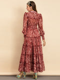 CARRIE Snakeskin Print Tiered Maxi Dress
