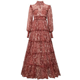 CARRIE Snakeskin Print Tiered Maxi Dress