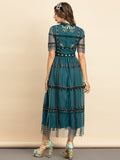 Vintage ELegance Embroidered Midi Dress