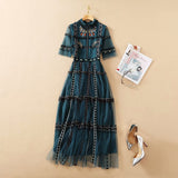 Vintage ELegance Embroidered Midi Dress