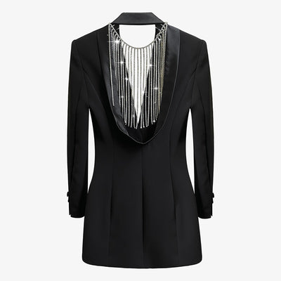 Mini Blazer Dress with Rhinestones Tassels
