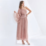 ALTHEA One-shoulder Pleated Maxi Dress