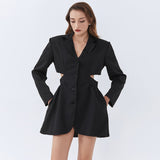 Cut-out Waist Long Blazer