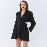 Cut-out Waist Long Blazer