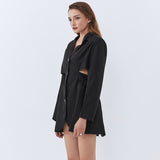Cut-out Waist Long Blazer