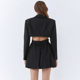 Cut-out Waist Long Blazer