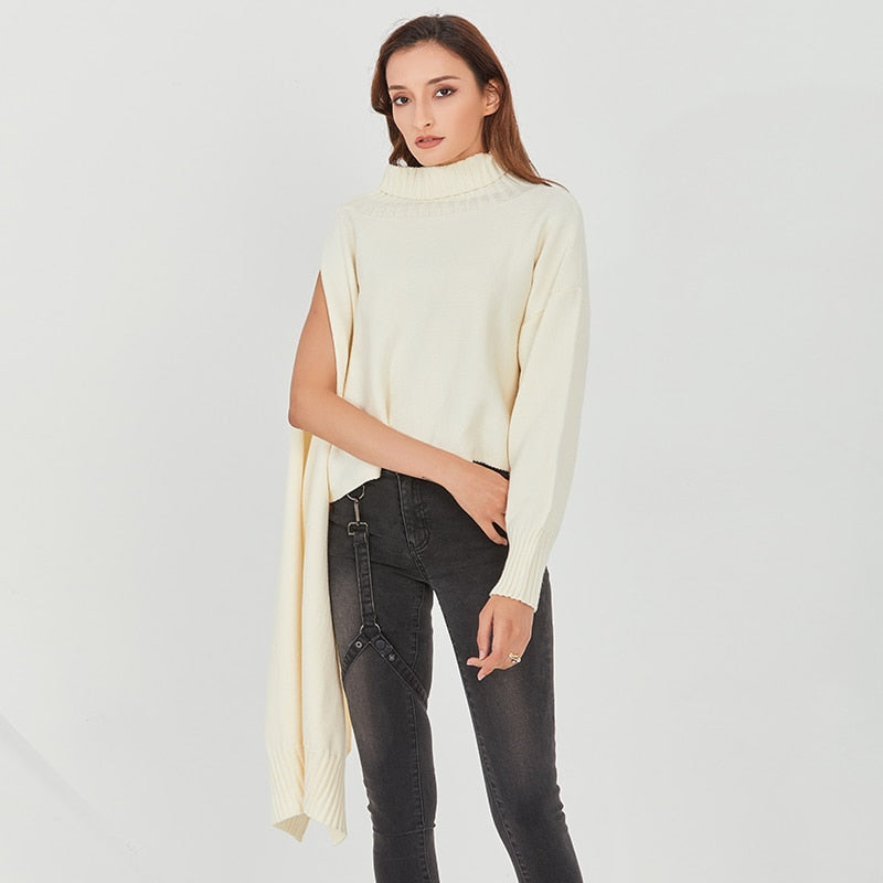 Turtleneck Asymmetric Pullover in colors
