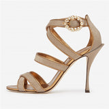Golden Gladiator Party High-Heeled Sandals