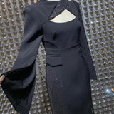 BETHANY Sequins Panel Midi Dress