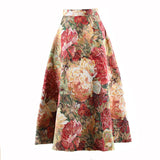 Vintage Floral Jacquard Midi Skirt in colors