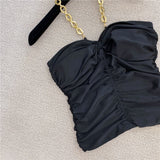 Ruched Tube Top with Chain