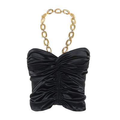 Ruched Tube Top with Chain