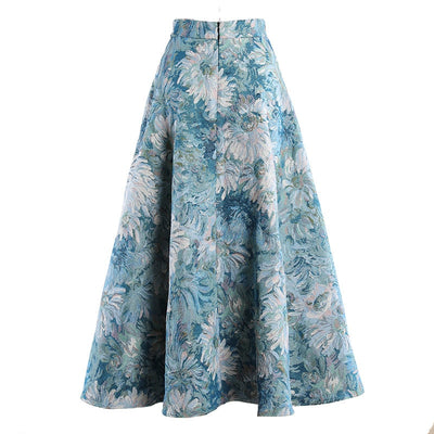 Vintage Daisies Jacquard Midi Skirt