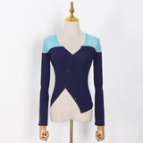 2-Tone Fitted Cardigan in Colors