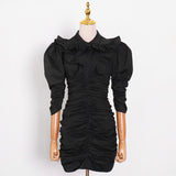 KELLY Ruched and Ruffled Mini Dress in colors