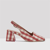 Plaid Square Toe Slingback Sandals in 2 colors