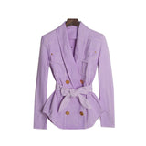 Lavender Belted Denim Jacket