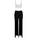 Crop Bustier and Slit Pant Set