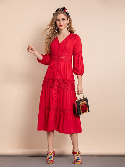 CLEOTILDE Layered Midi Dress