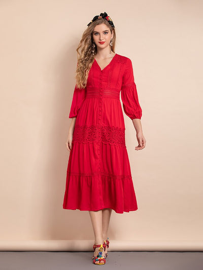 CLEOTILDE Layered Midi Dress