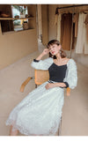 MAJA Elegant Puffed Sleeve Midi Dress