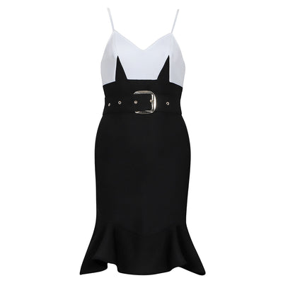 JULIENNE Color Block Belted Mini Dress