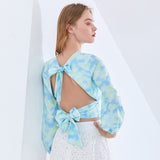 Backless Knotted Blouse in colors