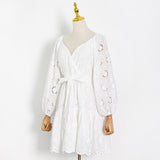 Charming Belted Lace Dress in colors