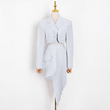 Asymmetric Skirt and Crop Blazer Set in colors