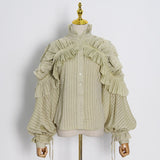 Ruffled Button-down Shirt in colors