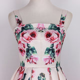 ROSE Print Vintage Midi Dress