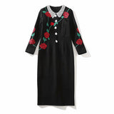 BRIDGETTE Embroidered Vintage Midi Dress