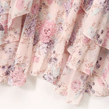 CARMINA Pastel Florals Ruffled Midi Dress