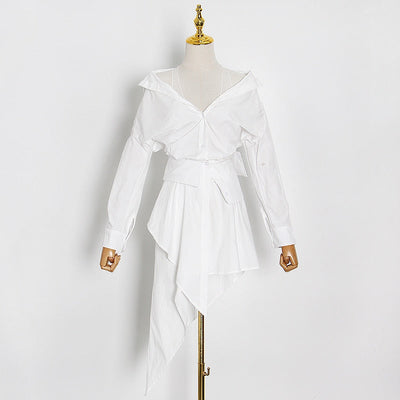 Button-down Asymmetric Mini Dress in colors