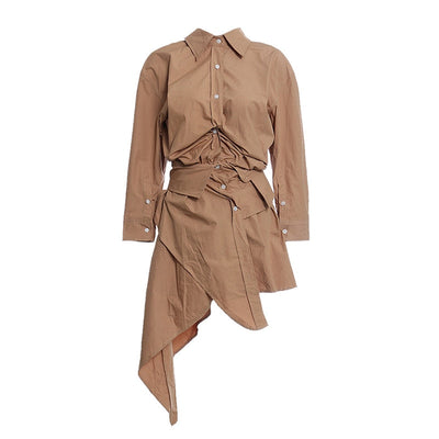 Button-down Asymmetric Mini Dress in colors