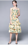 ISHA Yellow Blooms Midi Dress