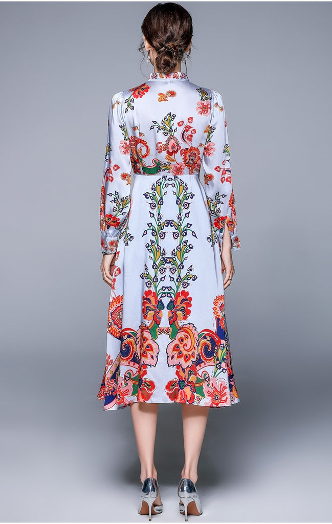 MALENA Floral Print Midi Dress