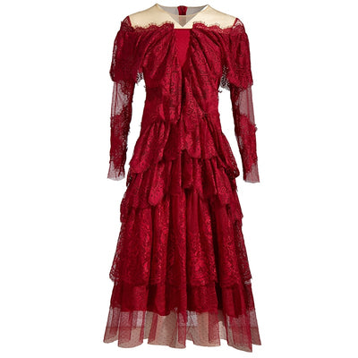 MARISTELLA Ruffled Lace Dress