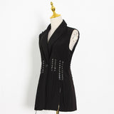 Notched Lapel Vest with drawstrings