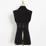 Notched Lapel Vest with drawstrings
