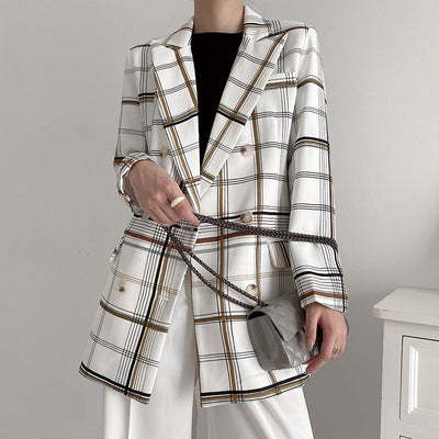 Chic and Classy Plaid Print Blazer