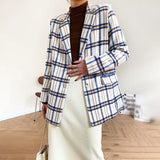 Classy Plaid Long Single-breasted Blazer