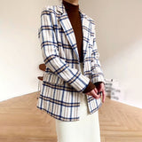Classy Plaid Long Single-breasted Blazer