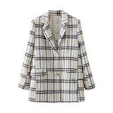 Classy Plaid Long Single-breasted Blazer