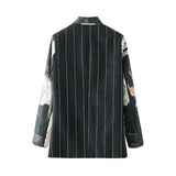 Abstract Print Double-breasted Blazer